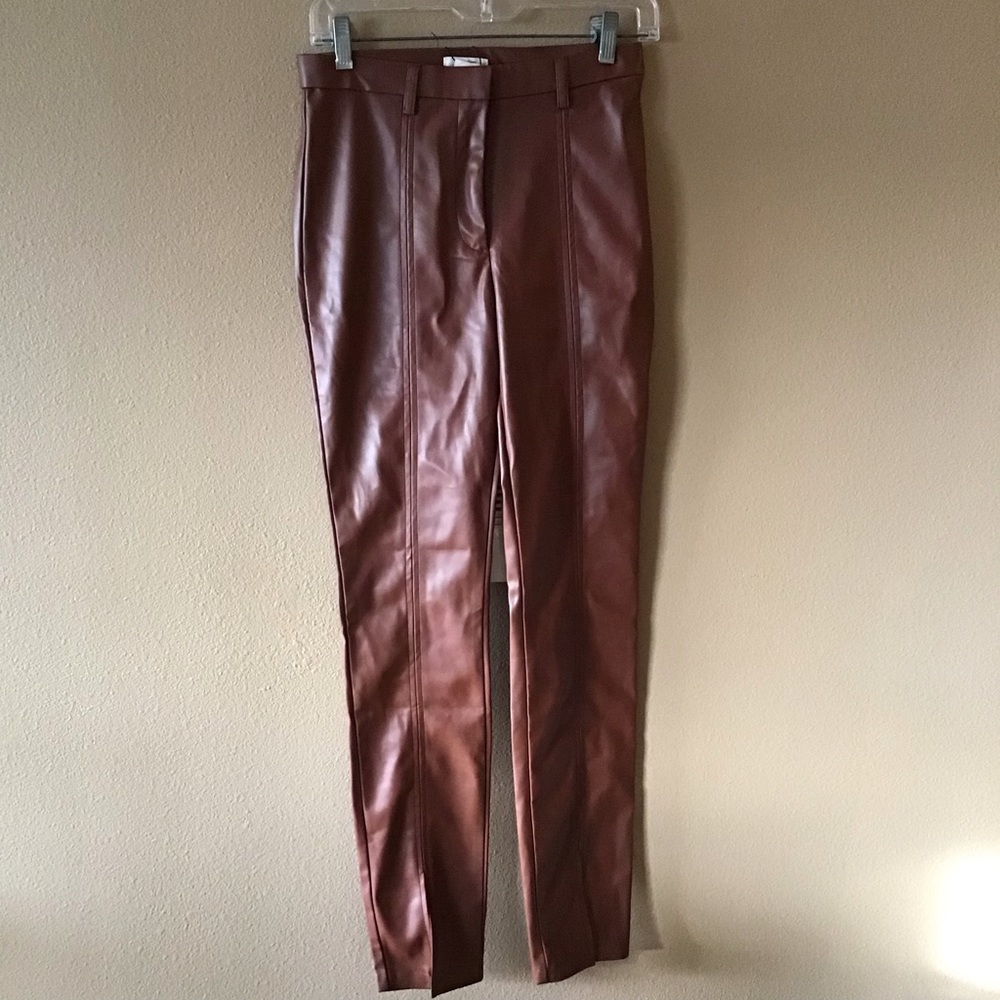 NWT Jason Wu Skinny Stretch Brown Faux Leather Pants (XS)